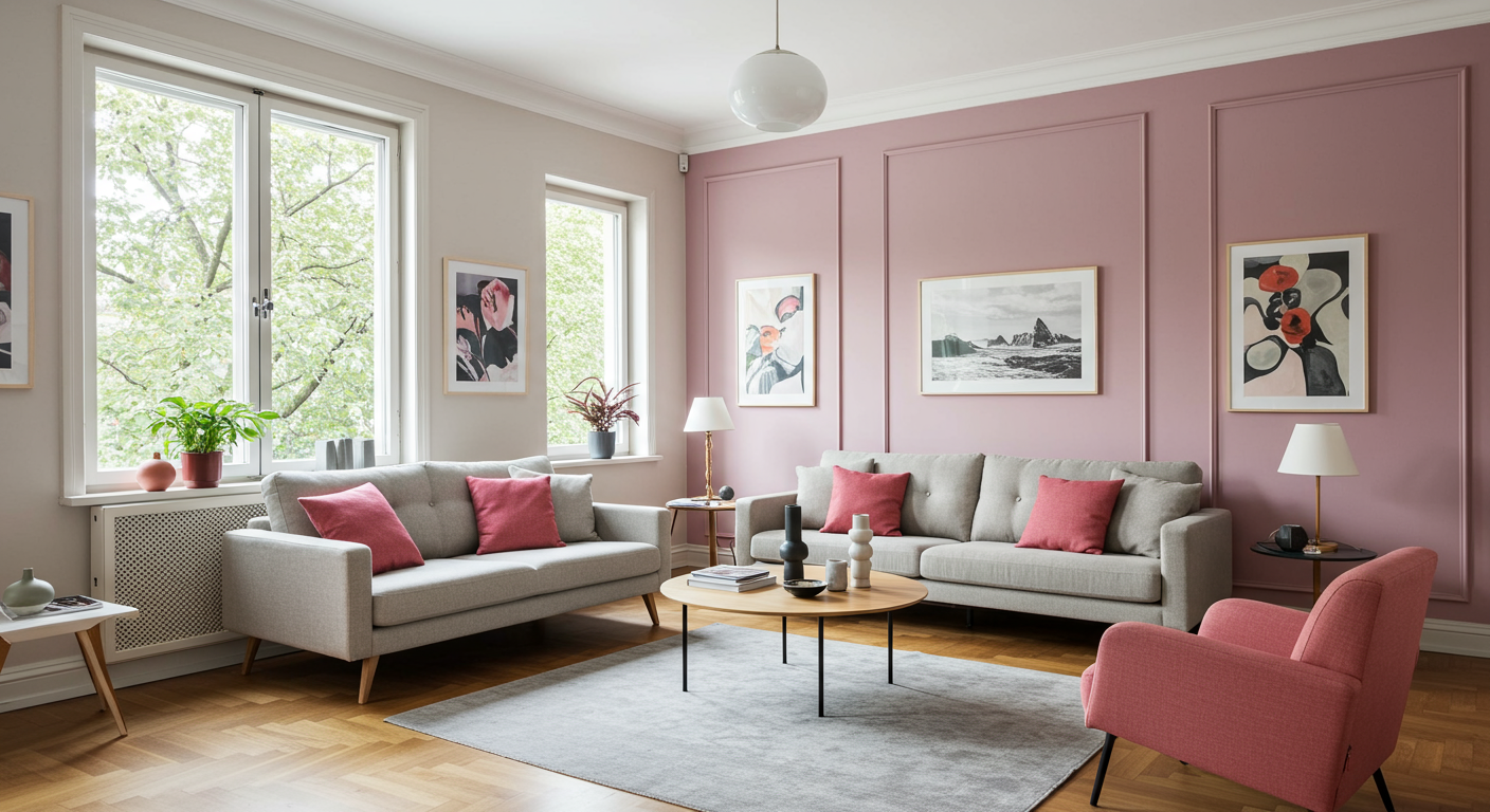 A beautifully decorated living room with freshly painted walls in soft, inviting colors.